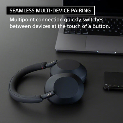Sony WH-1000XM5 Best Active Noise Cancelling Wireless Bluetooth Over Ear Headphones with Mic for Clear Calling,Battery Life 30 Hours -Black 