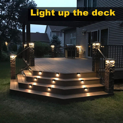CaiFang Solar Deck Lights Outdoor, 16 PCS Solar Step LED Waterproof Lighting for Outdoor Deck, Patio, Driveway (Warm White) 