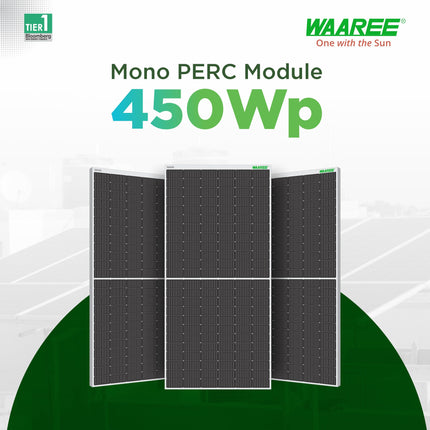 WAAREE Solar Panel 450 Watt II Pack of 2 II 450W X 2 II Half-Cut 24 Volts II 144 Cells Mono PERC Solar Panels II 30 Years Performance Warranty II 450 Watt Pack of 2 