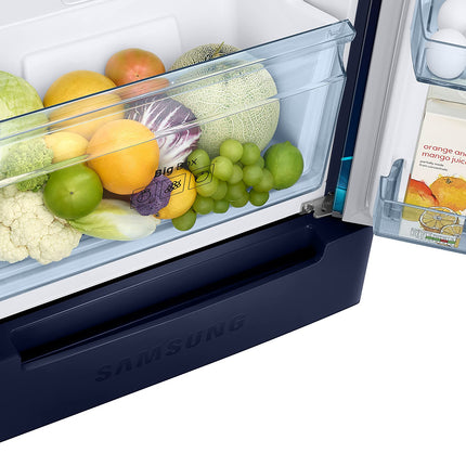 Samsung 236L 2 Star Inverter Frost-Free Double Door Refrigerator Appliance (RT28C31429U/HL,Paradise Bloom Blue), Base Stand Drawer 
