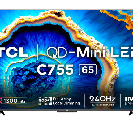 TCL 164 cm (65 inches) 4K Ultra HD Smart QD-Mini LED Google TV 65C755 (Black) 