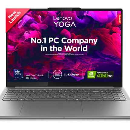 Lenovo Yoga Pro 9 Intel Evo Core Ultra 9 185H Built-in AI 16"(40.6cm) 3.2K IPS 165Hz Touchscreen Laptop (32GB/1TB SSD/NVIDIA RTX 4050 6GB/Win11/MSO 21/5.0MP+IR Cam/3 Mon GamePass/Grey/2Kg), 83DN004VIN 