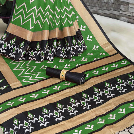 Rajnandini Women's Green Mysore Art Silk Saree Printed Traditional Saree with Blouse Piece 