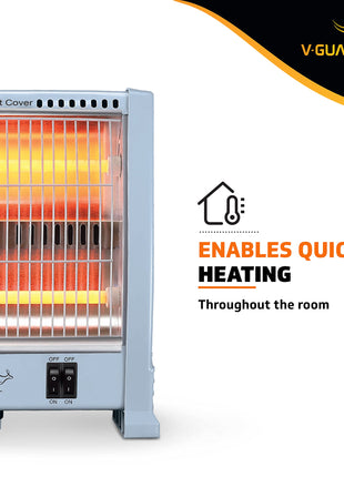 V-Guard EQT 400 watt-800 watt Quartz Room Heater | Noise-free Performance | Enables Quick Heating | 1 Year Warranty, Grey