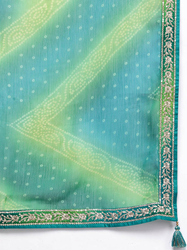 Libas Women's Poly Chiffon Kurta Sets (38126O_Turquoise Blue 
