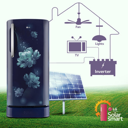 LG 201 L 5 Star Inverter Direct-Cool Single Door Refrigerator (GL-D211HBCZ, Blue Charm, Base stand with drawer) 