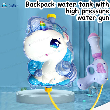 FunBlast Holi Pichkari Water Gun for Kids Boy Girl – Unicorn Theme Water Gun, Powerful High Pressure Tank Spray, Pichkari for Holi Back Holding Tank and Water Gun Kids (1.8 Liter) 