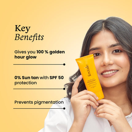 Foxtale SPF 50 Vitamin C Glow Sunscreen with PA++++ & Niacinamide | Lightweight | Fast Absorbing | UVA and UVB Filters | Prevents Tanning | No White Cast | Non-Greasy | For Men & Women | All Skin Types | 50 Ml 