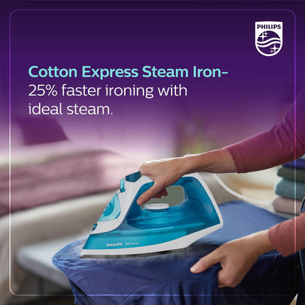 Philips Steam Iron DST0820/20 (World no. 1 Ironing Brand) Powerful 15 gm/min Steam Output with Spray, Multilayer Coated Non stick Soleplate with 1250 W quick Heat up 