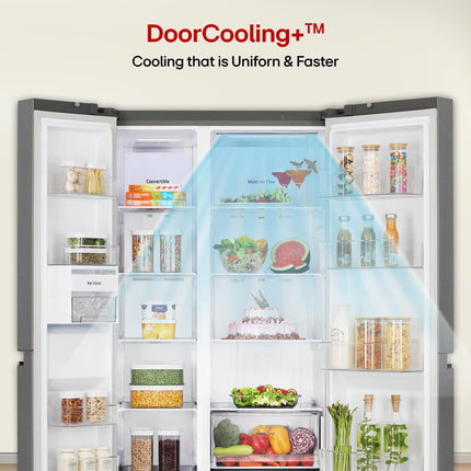 LG 650 L, 3 Star, Smart Inverter Compressor, Convertible, Door Cooling+, Frost Free Double Door Side by Side Refrigerator (GL-B257HDS3, Dazzle Steel, Express Freeze) 