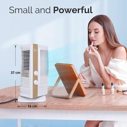 Ekvira High Speed Fan | High-Speed, Small, Compact, Portable 120° Wide Oscillation for Home, Kitchen, Office |1.2ft Height | Without Water | Includes USB Mobile Charger -White 
