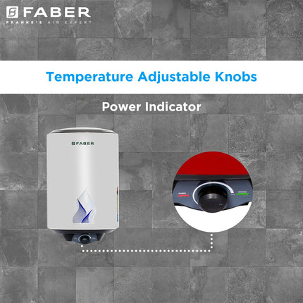 Faber Jazz 25L Storage wall Water Heater | Heating Indicator | Free Installation | 8 Bar Pressure, Temperature Control, MFV Valve, Auto Cut-Off, PUF Technology | 2000W, 5 Star | FWG JAZZ 25 V (White) 