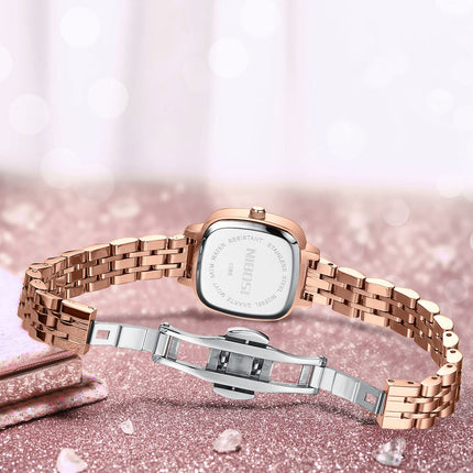 NIBOSI Women Watches Analog Stainless Steel Rose Gold Band and Square Dial Women's Watch for Girls&Miss&Ladies Diamond Studded with Stylish Watches Waterproof 