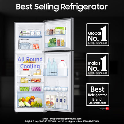 Samsung 236 L, 2 Star, Digital Inverter, Frost Free Double Door Refrigerator (RT28C3032GS/HL, Gray Silver) 