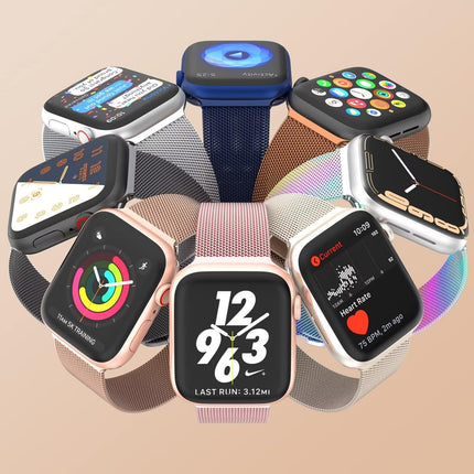 VEMIGON Compatible for Apple Watch Band Series 10 42mm, Series 9/8/7/6/5/4/3/2/1/SE 41mm 40mm 38mm, Stainless Steel Mesh Loop Magnetic Clasp Replacement Strap for iWatch(Watch Not Included) Rose Gold 