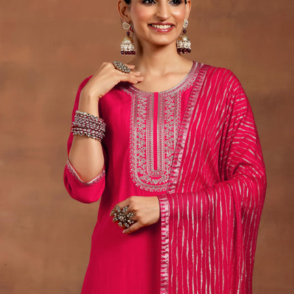 Libas Women's Silk Blend Kurta Set (GS961_Pink 