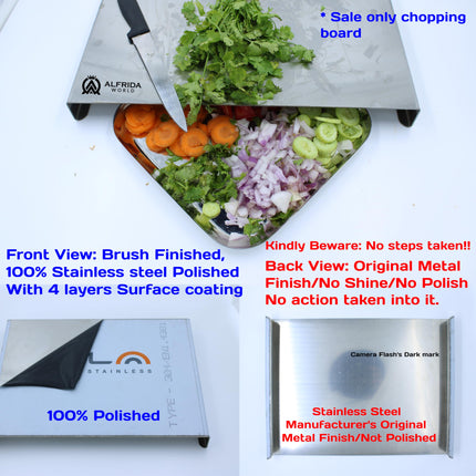ALFRIDA WORLD Steel Chopping Board – 1st Time in India -New Launch | ISO Certified Sockist’s 202 Grade Stainless Steel Chopping Board Large | Heavy-Duty Chopping Board Steel | 30 Year Warranty (M) 