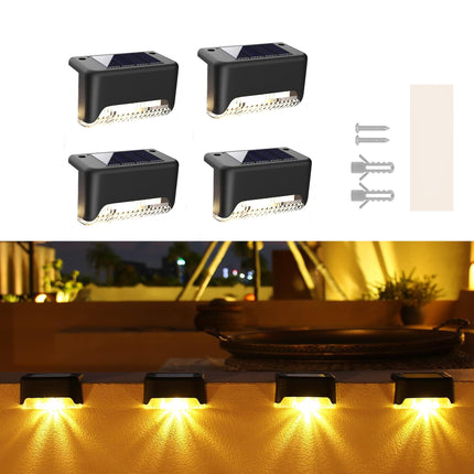 BRITSPEAR plastic Waterproof LED Solar Powered Deck Stair Outdoor Light for Railing, Wall Garden,Pathway, Backyard, Patio, and Balcony Decoration (4) 
