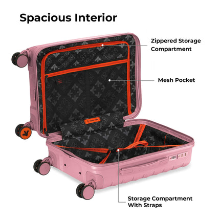 Nasher Miles Vienna Hard-Sided Polypropylene Cabin Luggage Pink 20 Inch |55cm Trolley Bag Small 
