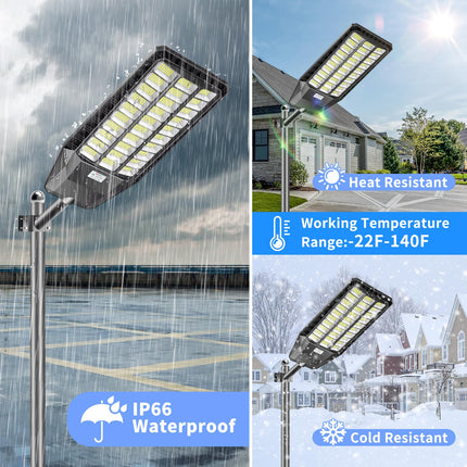 9000W Solar Street Lights Outdoor Waterproof, Commercial Grade 480000 Lumens Dusk to Dawn Solar Flood Light Motion Sensor, LED Solar Lights Outdoor with Remote Control for Parking Lot, Backyard 
