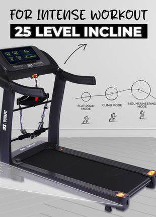 91-Durafit Sprint Pro Multifunction 5 HP Peak BLDC Motorized | 25 Level Auto Incline |16 Km/Hr Max Speed | 140 Kg User Weight | Free (DIY) Installation Assistance 