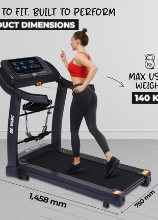 91-Durafit Sprint Pro Multifunction 5 HP Peak BLDC Motorized | 25 Level Auto Incline |16 Km/Hr Max Speed | 140 Kg User Weight | Free (DIY) Installation Assistance 