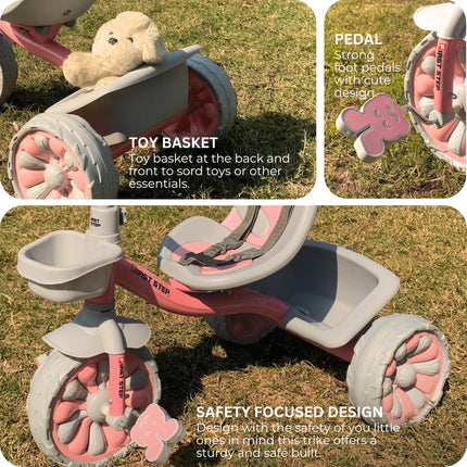 Kids First Step Trike Cycle for Kids Cycle 2-5 Years | Tricycles for Boy&Girl | Multicolor Baby Cycle, Bicycle for Kids, Bike for Kids with Durable EVA Wheels | Bell & Basket for Toys (Pink) 