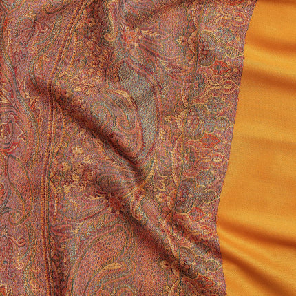 Pashtush Women's Jamawar Reversible Shawl, Mustard