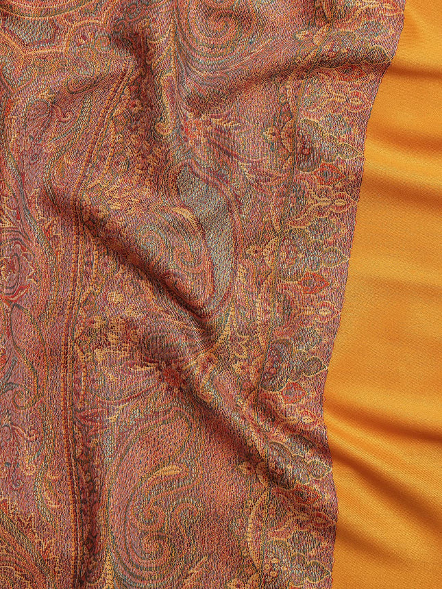 Pashtush Women's Jamawar Reversible Shawl, Mustard