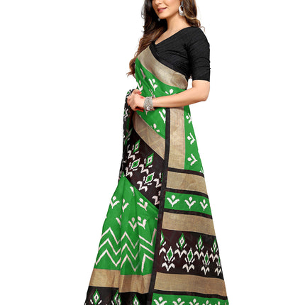 Rajnandini Women's Green Mysore Art Silk Saree Printed Traditional Saree with Blouse Piece 
