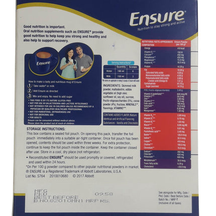 Ensure Nutritional Powder - Chocolate Flavour, 200g Carton 