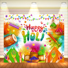 Party Baazaar Happy Holi Party Backdrop Indian Festival Photography Background Festival of Colors Party Decoration Supplies Photo Booth Banner (Pack of 1, Multicolor, Size: 5x4 Feet) 