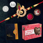 Oblivion Rakhi Combo Gift For Brother With Center Filled Chocolate |Golden Color Rakhi| Rakhi Gift For Brother/Sister| Rakkhi For Men | Rakhi Set Of 1| With Greeting Card,Roli-Chaval,Coin(K1_703_Cb32) 