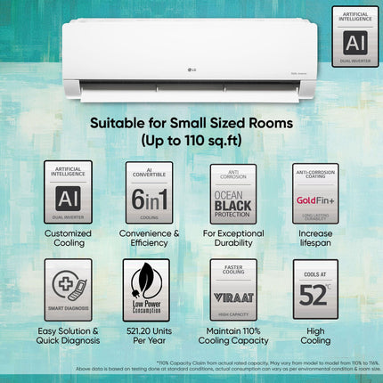 LG 1 Ton 4 Star DUAL Inverter Split AC (Copper, AI Convertible 6-in-1 Cooling, 4 Way Swing, HD Filter with Anti-Virus Protection, Faster Cooling & Energy Saving, 2024 Model, TS-Q13JNYE, White) 