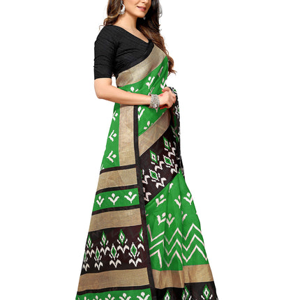 Rajnandini Women's Green Mysore Art Silk Saree Printed Traditional Saree with Blouse Piece 