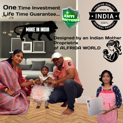 ALFRIDA WORLD Steel Chopping Board – 1st Time in India -New Launch | ISO Certified Sockist’s 202 Grade Stainless Steel Chopping Board Large | Heavy-Duty Chopping Board Steel | 30 Year Warranty (M) 