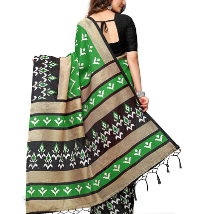 Rajnandini Women's Green Mysore Art Silk Saree Printed Traditional Saree with Blouse Piece 