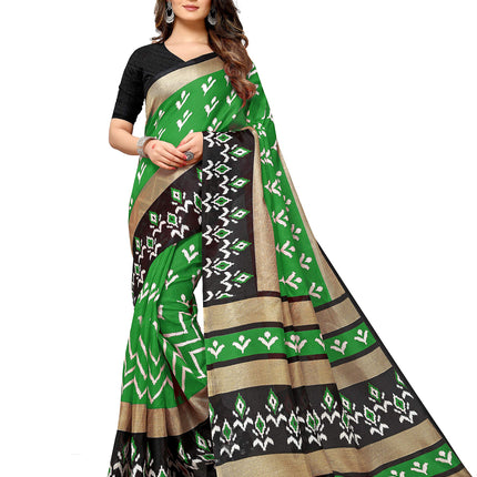 Rajnandini Women's Green Mysore Art Silk Saree Printed Traditional Saree with Blouse Piece 