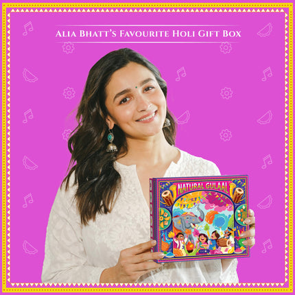 Phool Rang Utsav Natural Gulaal Collection - 3 Vibrant Colors of Skin-Safe Gulaal (100 gm Each) with Kesar Badam Thandai Powder, Kimirica Shower Gel & Holi Greeting Card 