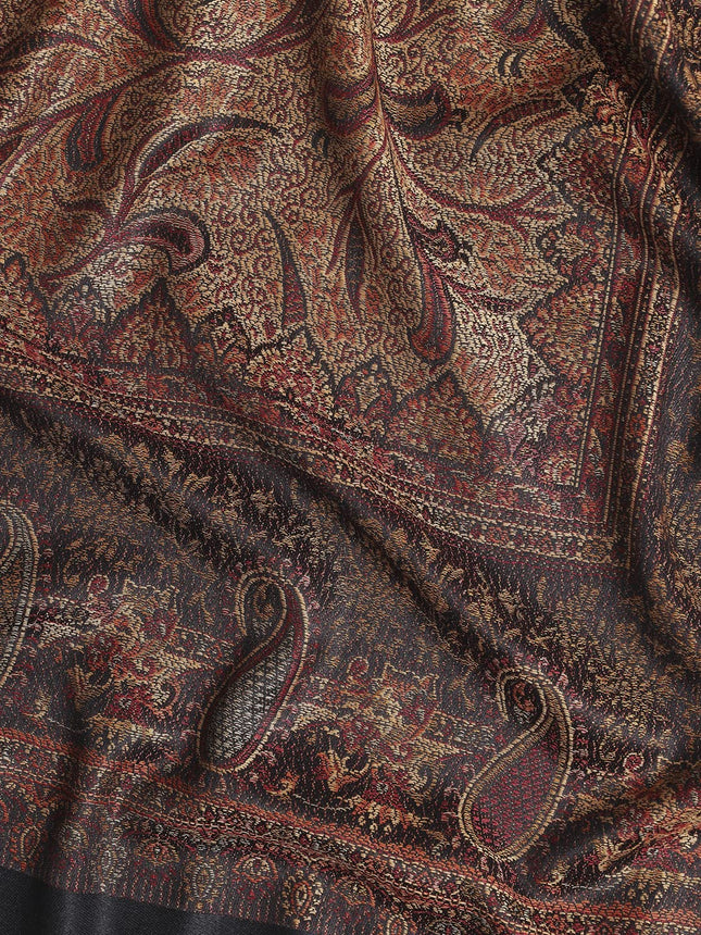 Pashtush Mens Jamawar Shawl, Faux Pashmina, Black