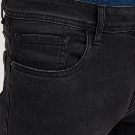 Peter England Men's Premium Skinny Fit Stretchable Mid Rise Jeans Black, 30 