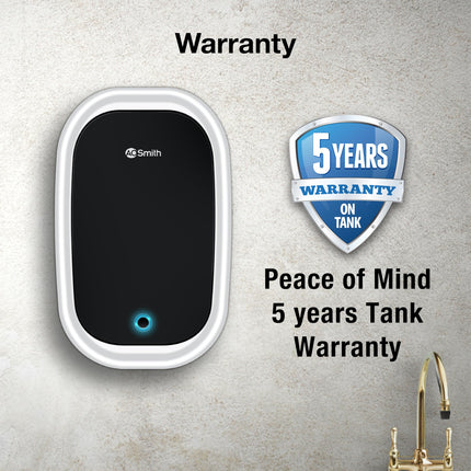 AO Smith EWS-5 White Instant Geyser 5 Litre With 3kW Express Heating | High Rise Building Bathroom & Kitchen geyser | UL Rated Wiring & Pressure Relief Valve For Ultimate Safety | 5 Year Tank Warranty 