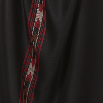 Pashtush Men's Fine Wool Kullu Lohi, Woven Shawls, Inspired by Himachal Handicrafts (Large, Black)