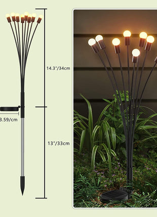 AAOVEFOX 8 LED Solar Garden Light Sway by Wind Waterproof Outdoor Decoration Night Light Yard Patio Pathway Garden/Balcony/Terrace Plant Decoration(Warm White) (1) 