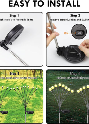 AAOVEFOX 8 LED Solar Garden Light Sway by Wind Waterproof Outdoor Decoration Night Light Yard Patio Pathway Garden/Balcony/Terrace Plant Decoration(Warm White) (1) 