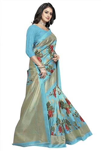 AARIKAA SYNCOT Women's Fancy Mysore Art silk Printed Saree Ethnic Flower Pattern (3146_Mysore_Phiroji) 