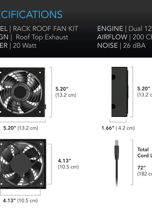 AC Infinity RACK ROOF FAN KIT, Quiet Dual-Fans with Speed Controller, for cooling AV, Home Theater, Network 19‚ Racks 