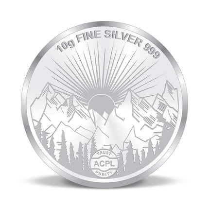 ACPL Precious Moments BIS Hallmarked Eternal Sunrise with Gayatri Mantra 10 gm Silver Coin 999 Pure 