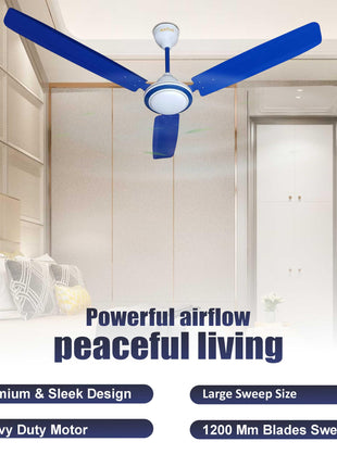 ACTIVA 1200MM HIGH Speed 410 RPM High Speed Anti DUST Coating Super Fan Ceiling Fan 2 Year Warranty (Blue) 