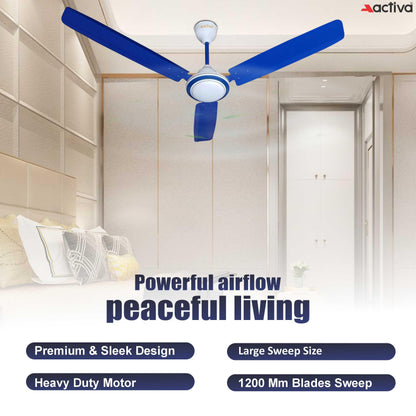 ACTIVA 1200MM HIGH Speed 410 RPM High Speed Anti DUST Coating Super Fan Ceiling Fan 2 Year Warranty (Blue) 
